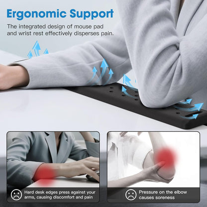 L-Shaped Desk Elbow Pad for Desk, Memory Foam Elbow Support Padding with Non-Slip, Ergonomic Desk Edge Cushion, Wrist Comfort Support for Office Home (Diamond Black)