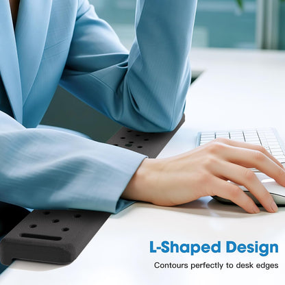 L-Shaped Desk Elbow Pad for Desk, Memory Foam Elbow Support Padding with Non-Slip, Ergonomic Desk Edge Cushion, Wrist Comfort Support for Office Home (Diamond Black)