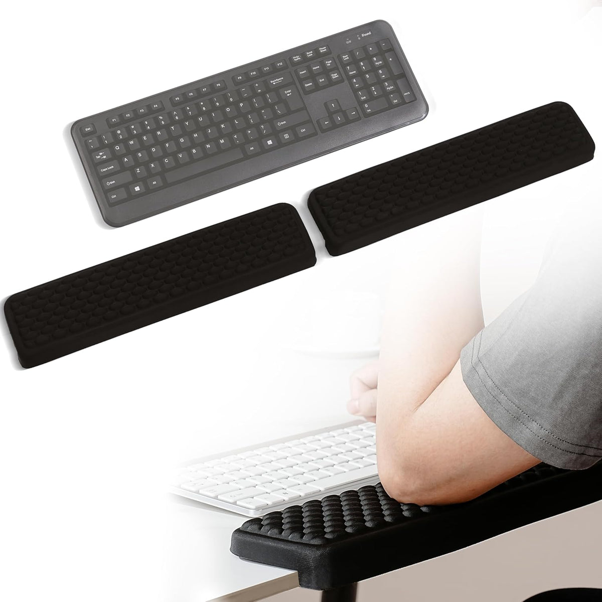 L-Shaped Desk Elbow Pad for Desk, Memory Foam Elbow Support Padding with Non-Slip, Ergonomic Desk Edge Cushion, Wrist Comfort Support for Office Home (Diamond Black)