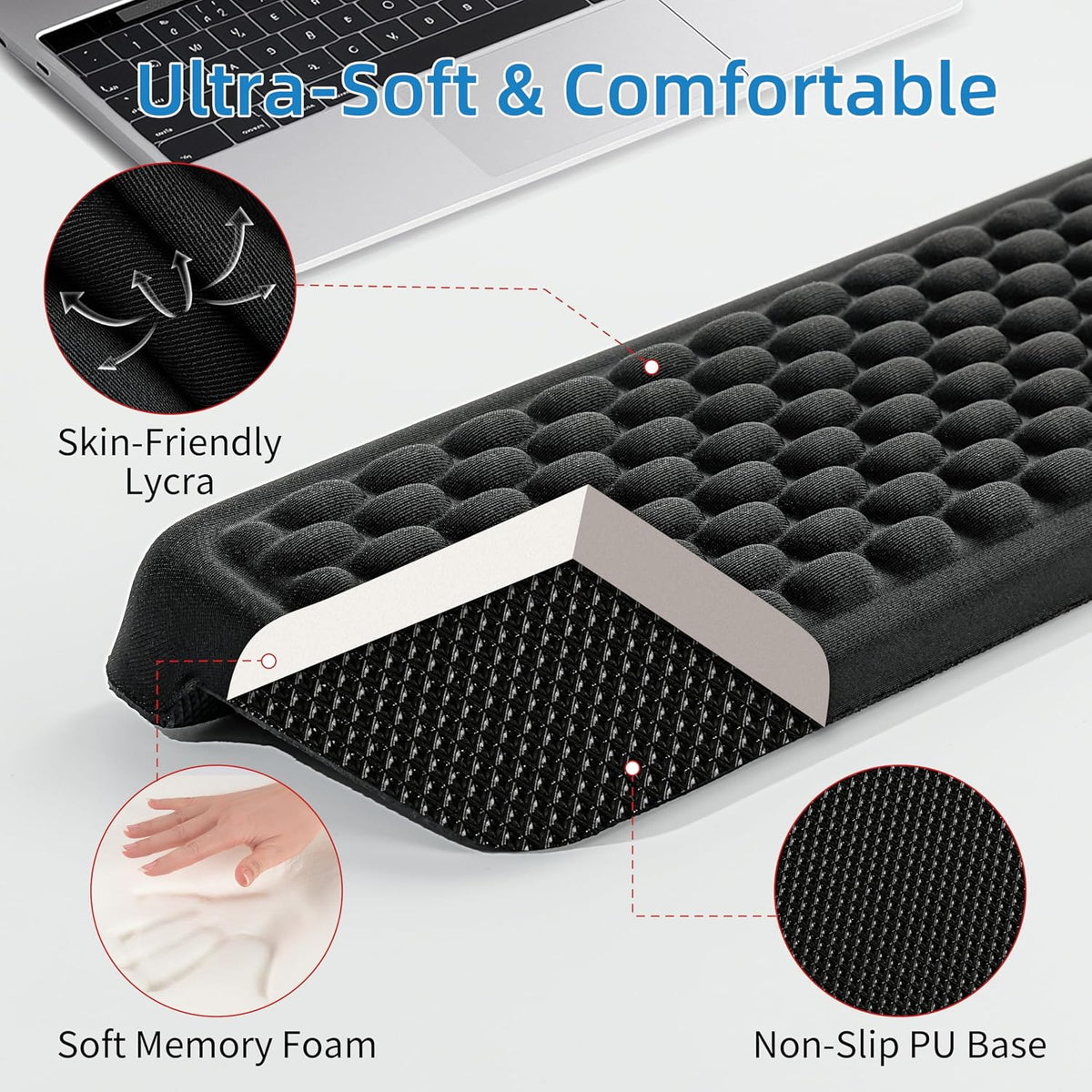 L-Shaped Desk Elbow Pad for Desk, Memory Foam Elbow Support Padding with Non-Slip, Ergonomic Desk Edge Cushion, Wrist Comfort Support for Office Home (Diamond Black)