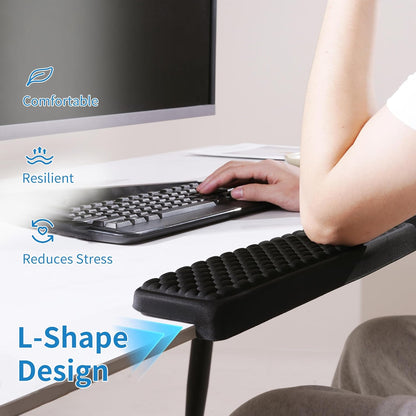 L-Shaped Desk Elbow Pad for Desk, Memory Foam Elbow Support Padding with Non-Slip, Ergonomic Desk Edge Cushion, Wrist Comfort Support for Office Home (Diamond Black)