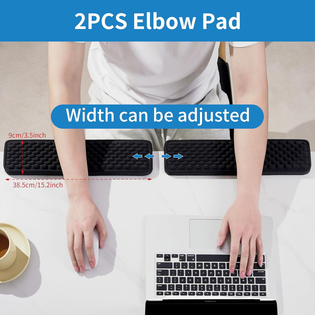 L-Shaped Desk Elbow Pad for Desk, Memory Foam Elbow Support Padding with Non-Slip, Ergonomic Desk Edge Cushion, Wrist Comfort Support for Office Home (Diamond Black)
