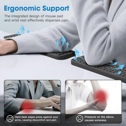 L-Shaped Desk Elbow Pad for Desk, Memory Foam Elbow Support Padding with Non-Slip, Ergonomic Desk Edge Cushion, Wrist Comfort Support for Office Home (Diamond Black)