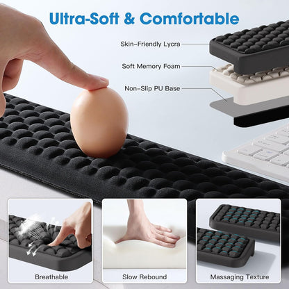 L-Shaped Desk Elbow Pad for Desk, Memory Foam Elbow Support Padding with Non-Slip, Ergonomic Desk Edge Cushion, Wrist Comfort Support for Office Home (Diamond Black)