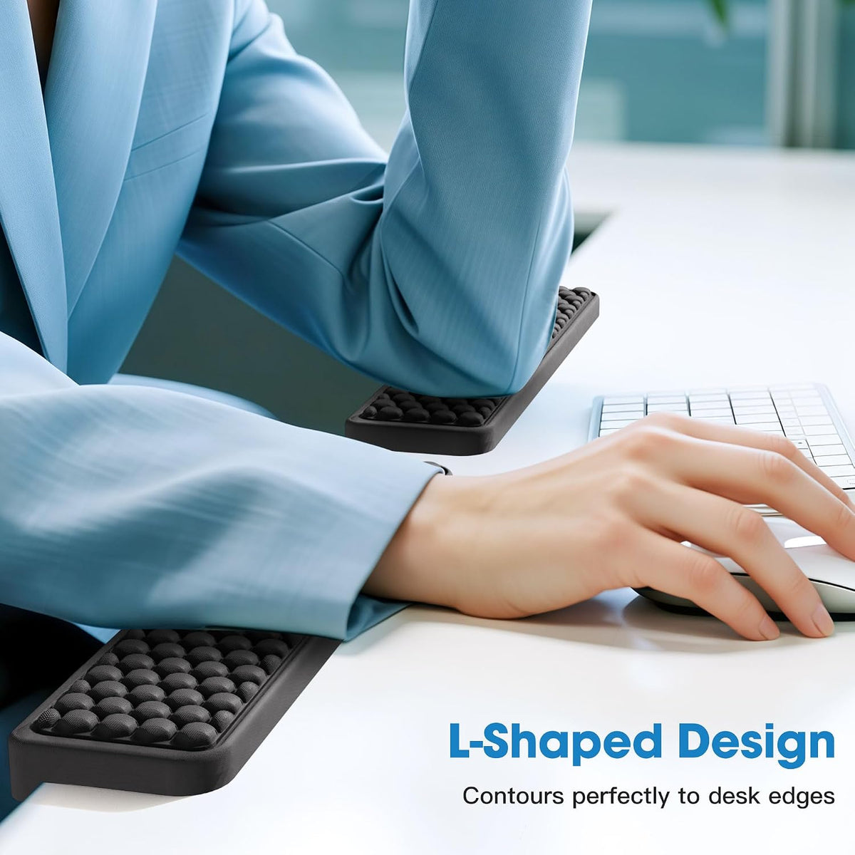 L-Shaped Desk Elbow Pad for Desk, Memory Foam Elbow Support Padding with Non-Slip, Ergonomic Desk Edge Cushion, Wrist Comfort Support for Office Home (Diamond Black)