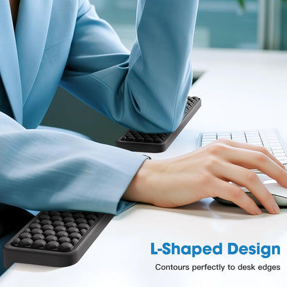 L-Shaped Desk Elbow Pad for Desk, Memory Foam Elbow Support Padding with Non-Slip, Ergonomic Desk Edge Cushion, Wrist Comfort Support for Office Home (Diamond Black)