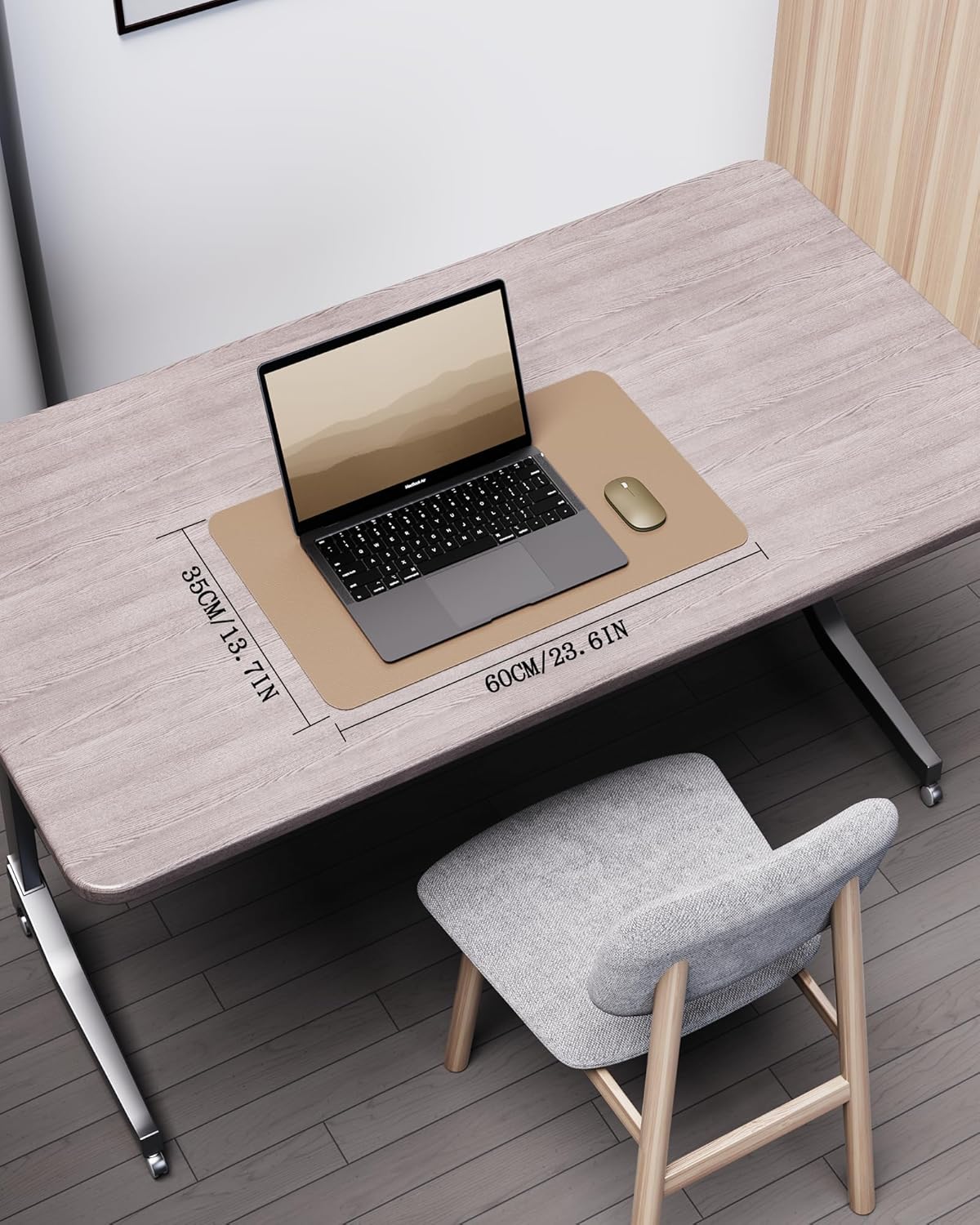 Double-Sided Desk Pad, 31.5"x15.7"Leather Desk Mat, Eco Cork Desk Pad Protector,Large Mouse Pad,Waterproof Desk Blotter for Office/Home(Coffee)