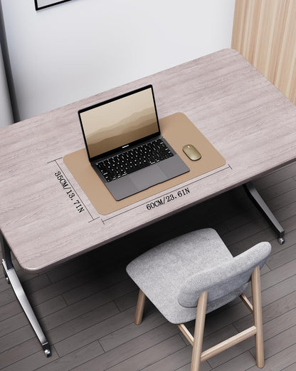 Double-Sided Desk Pad, 31.5"x15.7"Leather Desk Mat, Eco Cork Desk Pad Protector,Large Mouse Pad,Waterproof Desk Blotter for Office/Home(Coffee)