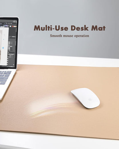 Double-Sided Desk Pad, 31.5"x15.7"Leather Desk Mat, Eco Cork Desk Pad Protector,Large Mouse Pad,Waterproof Desk Blotter for Office/Home(Coffee)