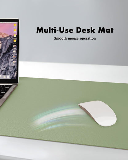 Double-Sided Desk Pad, 31.5"x15.7"Leather Desk Mat, Eco Cork Desk Pad Protector,Large Mouse Pad,Waterproof Desk Blotter for Office/Home(Coffee)