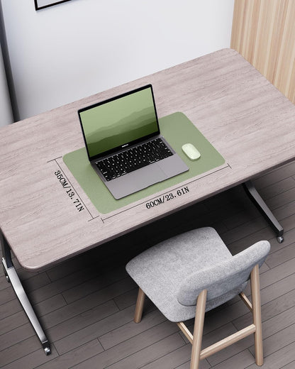 Double-Sided Desk Pad, 31.5"x15.7"Leather Desk Mat, Eco Cork Desk Pad Protector,Large Mouse Pad,Waterproof Desk Blotter for Office/Home(Coffee)
