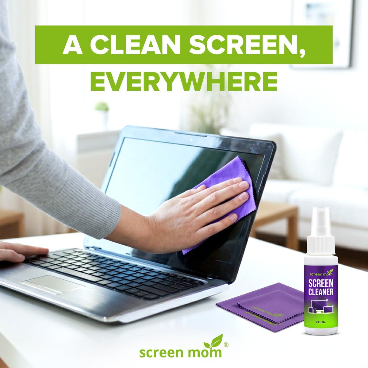 Screen Cleaner Spray 2oz Bottle for TV, Car, Laptop & Computer
