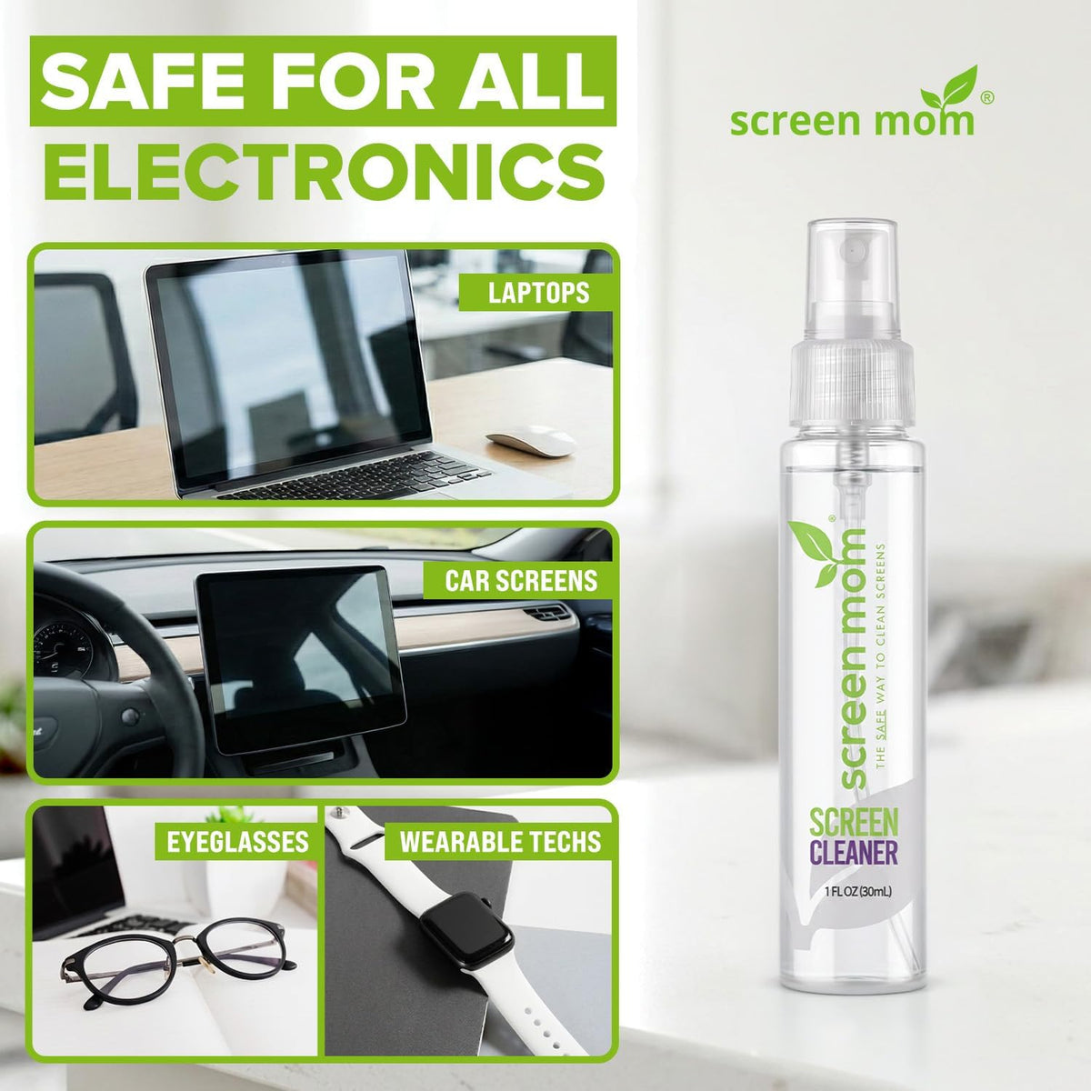 Screen Cleaner Spray 2oz Bottle for TV, Car, Laptop & Computer