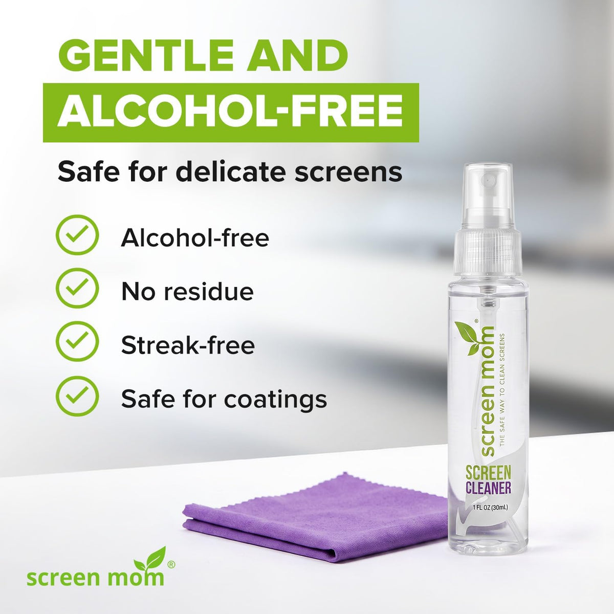 Screen Cleaner Spray 2oz Bottle for TV, Car, Laptop & Computer