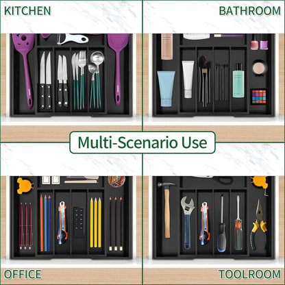 Bamboo Expandable Kitchen Drawer Organizer Silverware Utensil Tray
