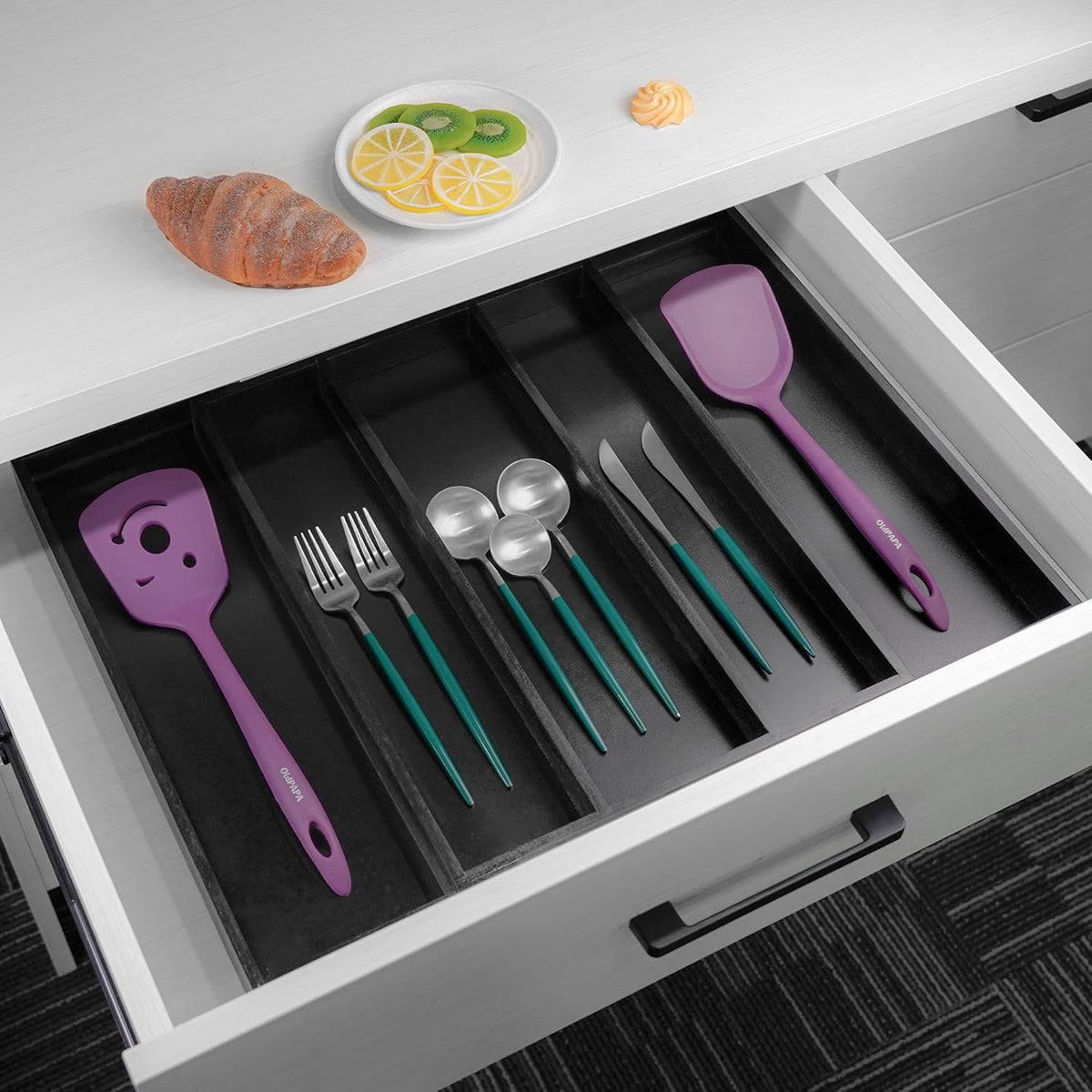 Bamboo Expandable Kitchen Drawer Organizer Silverware Utensil Tray