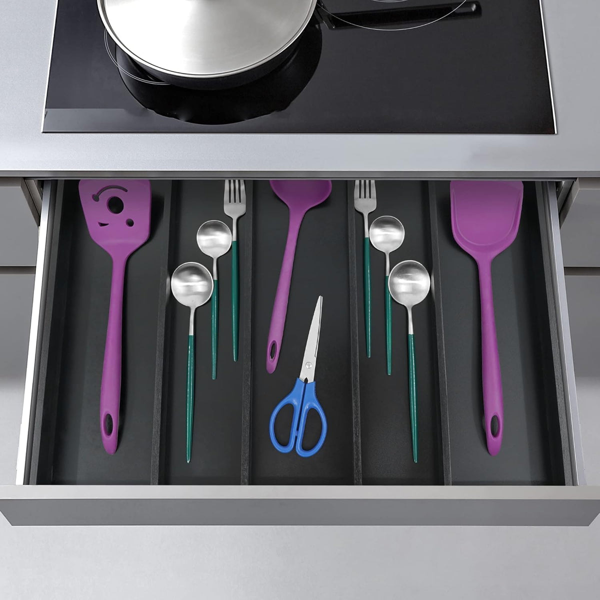 Bamboo Expandable Kitchen Drawer Organizer Silverware Utensil Tray