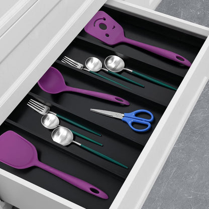 Bamboo Expandable Kitchen Drawer Organizer Silverware Utensil Tray