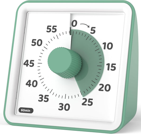 LIORQUE Visual Timer for Kids, 60 Minute Countdown Timer, Green