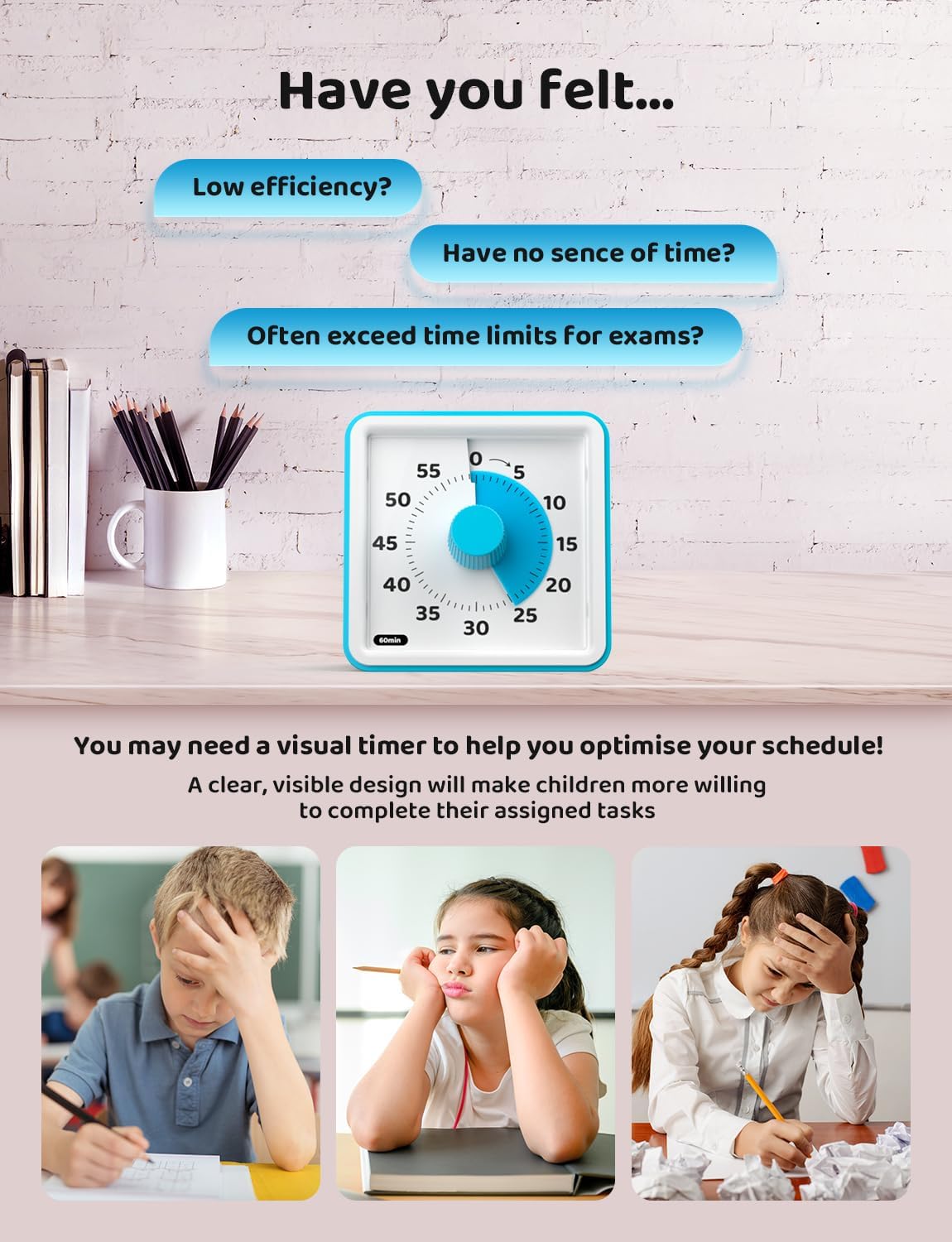 LIORQUE Visual Timer for Kids, 60 Minute Countdown Timer, Green