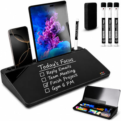 Desk Buddy Glass Desktop Whiteboard – Desk Board Buddy Hidden Storage