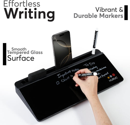Desk Buddy Glass Desktop Whiteboard – Desk Board Buddy Hidden Storage