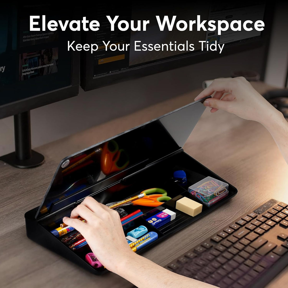 Desk Buddy Glass Desktop Whiteboard – Desk Board Buddy Hidden Storage
