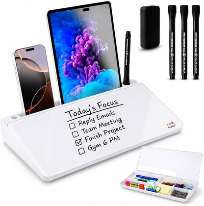 Desk Buddy Glass Desktop Whiteboard – Desk Board Buddy Hidden Storage