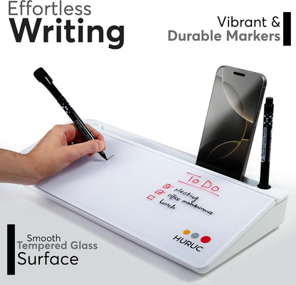 Desk Buddy Glass Desktop Whiteboard – Desk Board Buddy Hidden Storage