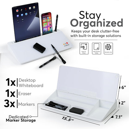 Desk Buddy Glass Desktop Whiteboard – Desk Board Buddy Hidden Storage