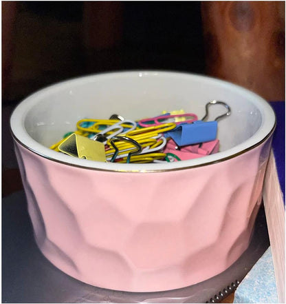 Ceramic Paper Clip Holder Ceramic Paper Clip Dispenser Organizer for Office Desk Binder Clip Holder (Pink)