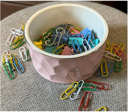 Ceramic Paper Clip Holder Ceramic Paper Clip Dispenser Organizer for Office Desk Binder Clip Holder (Pink)