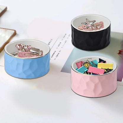 Ceramic Paper Clip Holder Ceramic Paper Clip Dispenser Organizer for Office Desk Binder Clip Holder (Pink)