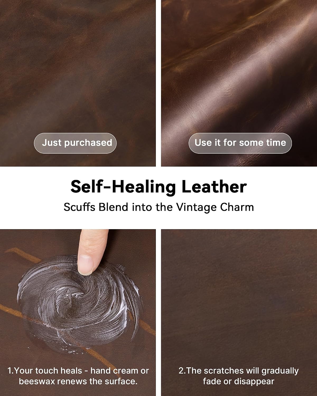 Leather Desk Mat, 35.4"x17"Real Leather Desk Pad,2mm Thick Desk Blotter with Stiched line,Oil-Wax Feel Mouse pad and Self-Healing Laptop Pad for Home & Office(Classic Dark Brown)