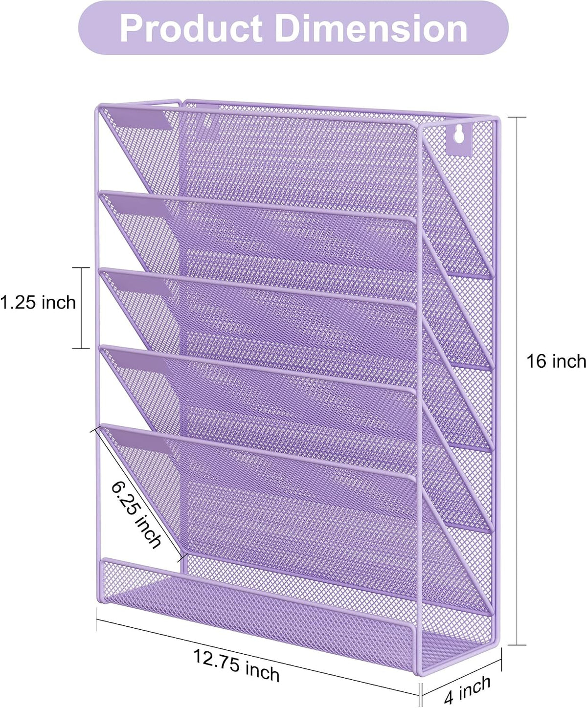 5 Tier Wall File Holder, Mesh Hanging Folder Organizer with Classify Label, Versatile Desk File Holder, Vertical Wall Mounted Mail Organizer for Office Home Cubicle, Black