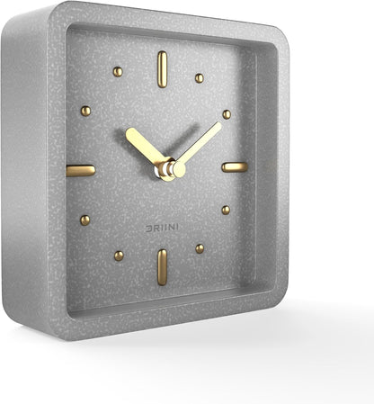 Modern Mid Century Desk & Shelf Clock (Black Rose Gold) - Battery Operated with Silent, Analog Movement – Small Tabletop Clocks for Office – Perfect for Mantle, End Table, Desktop or Nightstand