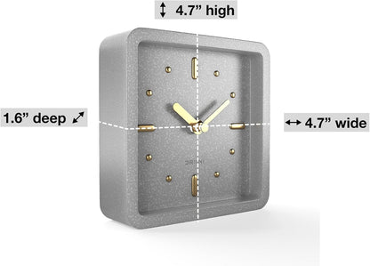 Modern Mid Century Desk & Shelf Clock (Black Rose Gold) - Battery Operated with Silent, Analog Movement – Small Tabletop Clocks for Office – Perfect for Mantle, End Table, Desktop or Nightstand