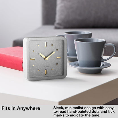 Modern Mid Century Desk & Shelf Clock (Black Rose Gold) - Battery Operated with Silent, Analog Movement – Small Tabletop Clocks for Office – Perfect for Mantle, End Table, Desktop or Nightstand