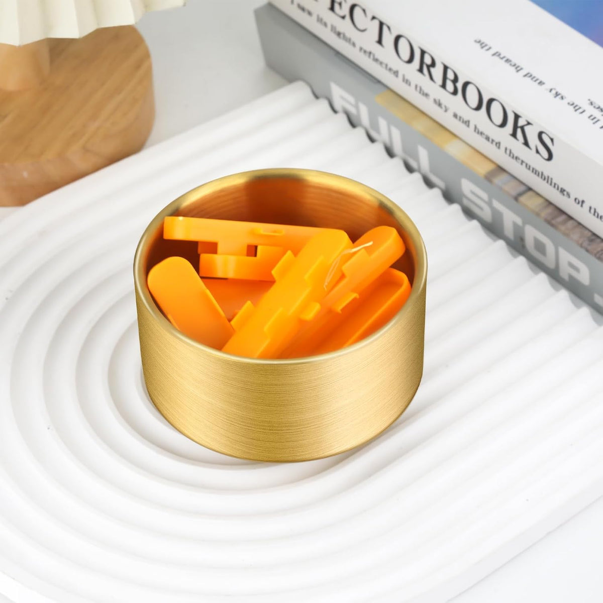 Paper Clip Holder, Paperclips Holders for Desk, Gold Bowl for Binder Bobby Pin, Paper Clip Dispenser(gold)