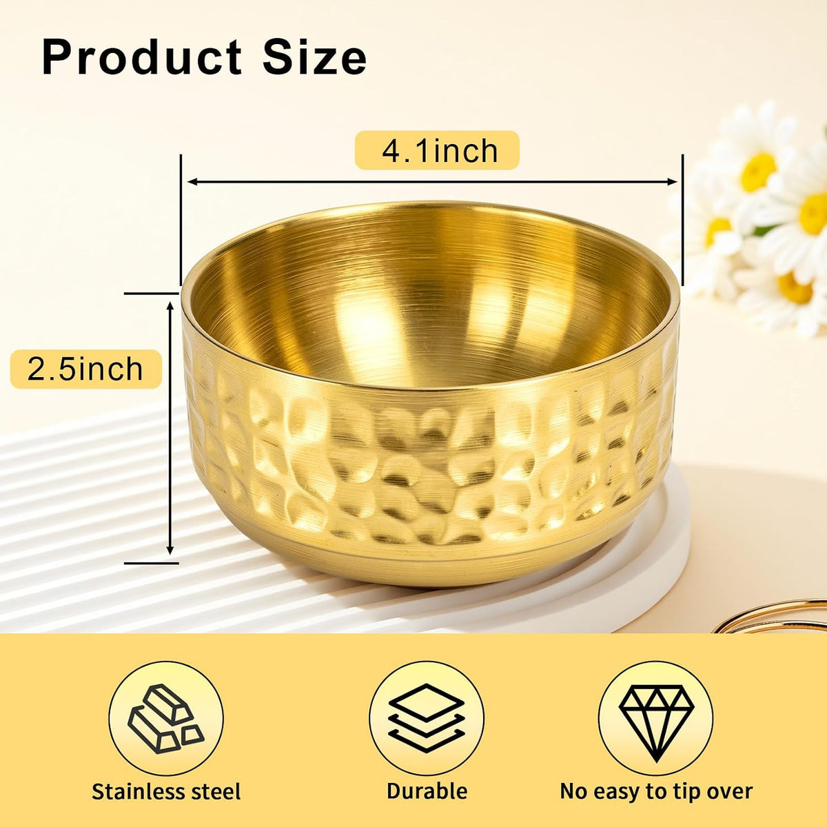 Paper Clip Holder, Paperclips Holders for Desk, Gold Bowl for Binder Bobby Pin, Paper Clip Dispenser(gold)