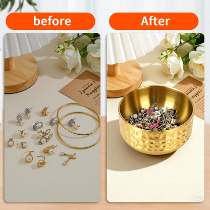 Paper Clip Holder, Paperclips Holders for Desk, Gold Bowl for Binder Bobby Pin, Paper Clip Dispenser(gold)