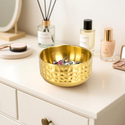 Paper Clip Holder, Paperclips Holders for Desk, Gold Bowl for Binder Bobby Pin, Paper Clip Dispenser(gold)