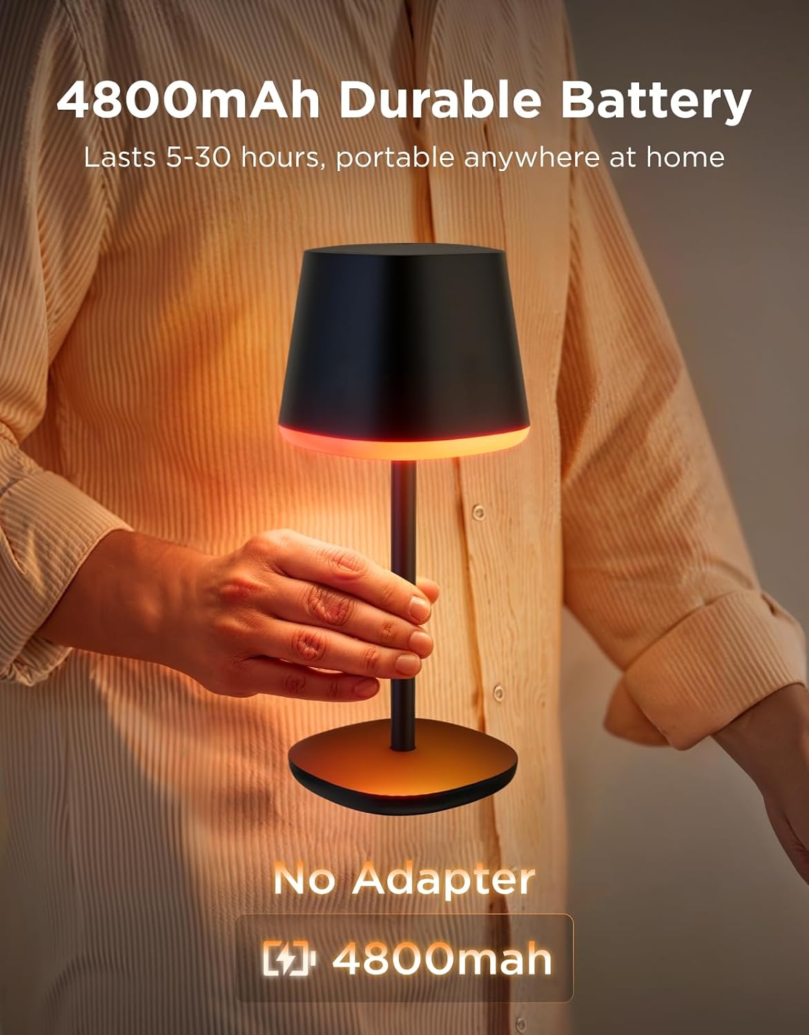 Smart Cordless Table Lamp Classic (No Adapter), RGBIC Desk Lamp