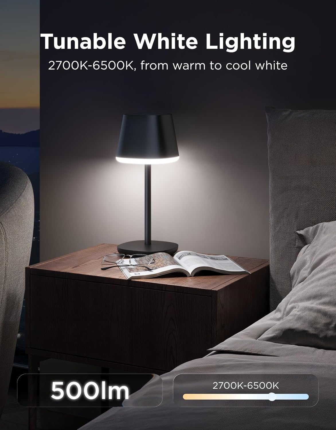 Smart Cordless Table Lamp Classic (No Adapter), RGBIC Desk Lamp