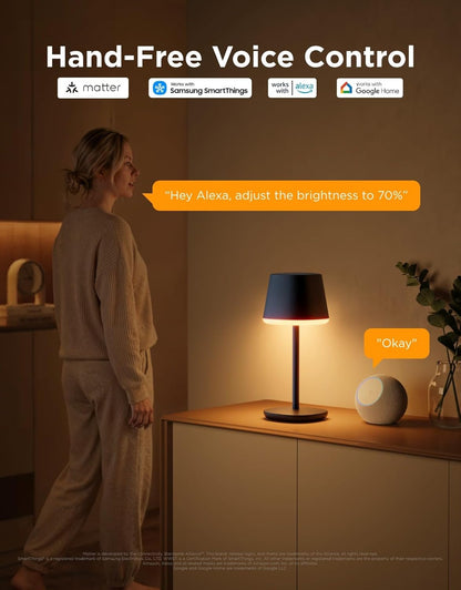 Smart Cordless Table Lamp Classic (No Adapter), RGBIC Desk Lamp