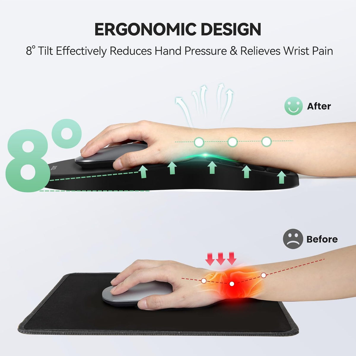 Ergonomic Mouse Pad with Wrist Rest,Soft Comfortable Massage Design