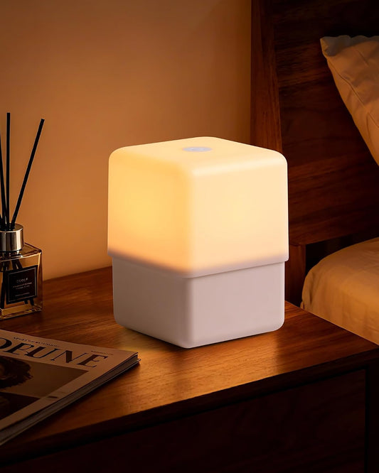 Cool Lift Touch Lamps for Nightstand, Cordless Warm Night Light for Baby Nursery/Sleep Aid, Dimmable/2600K Amber/2000mAh Rechargeable, Small Bedside Nightlight for Kids and Adults' Bedroom