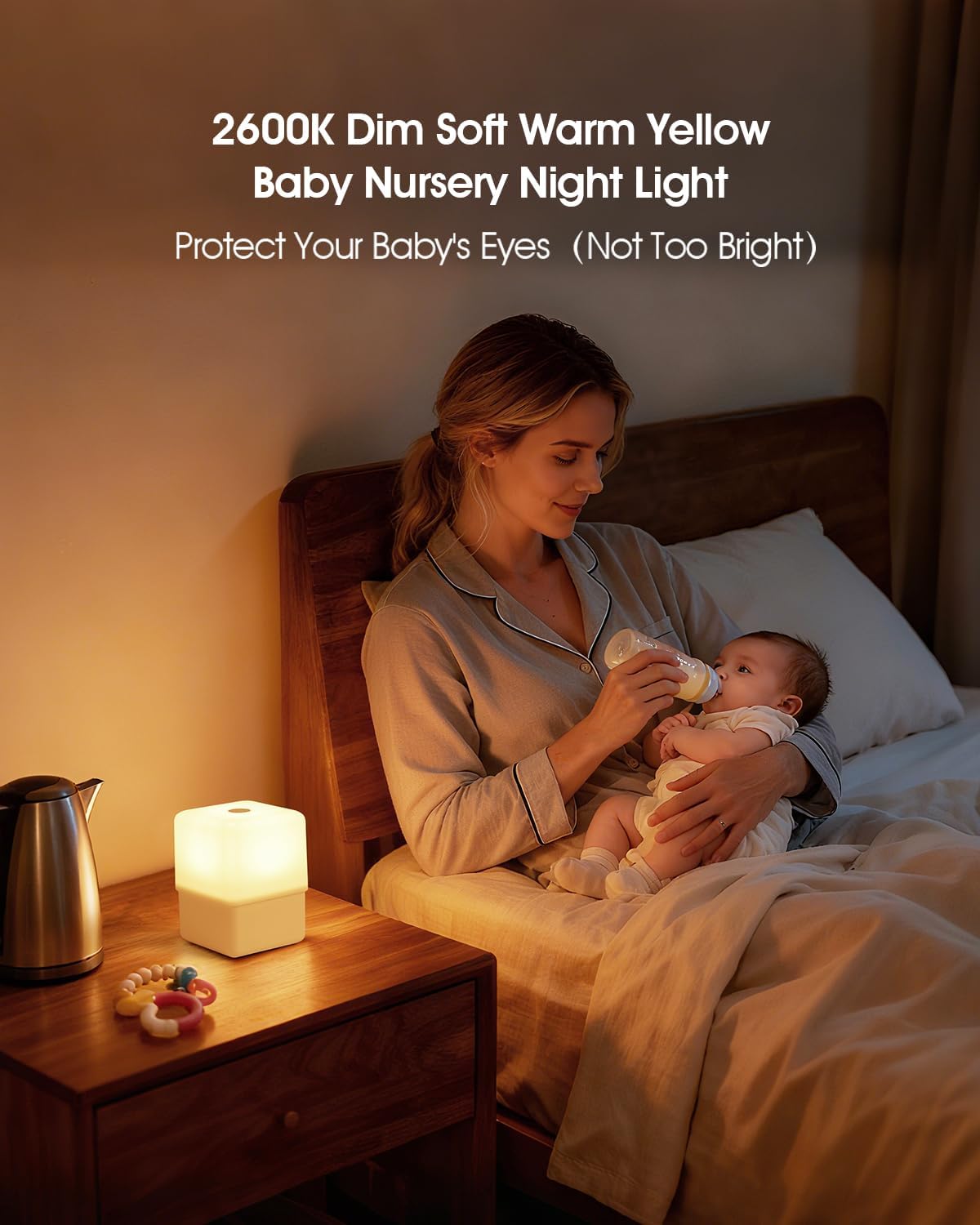 Cool Lift Touch Lamps for Nightstand, Cordless Warm Night Light for Baby Nursery/Sleep Aid, Dimmable/2600K Amber/2000mAh Rechargeable, Small Bedside Nightlight for Kids and Adults' Bedroom