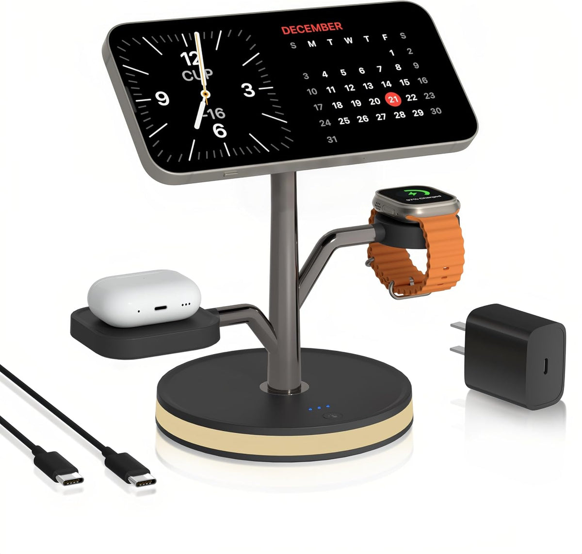 Wireless Charging Station, 3 in 1 Magnetic Magsafe Charger for Apple Device