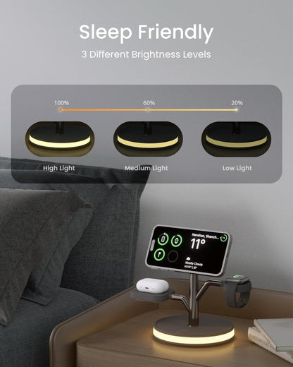 Wireless Charging Station, 3 in 1 Magnetic Magsafe Charger for Apple Device